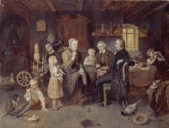 Die Brüder Grimm bei der Märchenfrau, ca. 1894